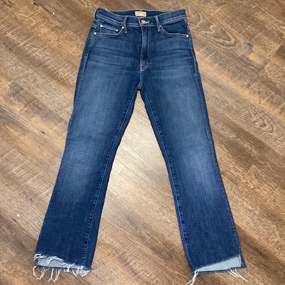 MOTHER INSIDER CROP STEP FRAY IN GIRL CRUSH HIGH WAISTED RAW HEM STRETCH DENIM - Picture 12 of 14